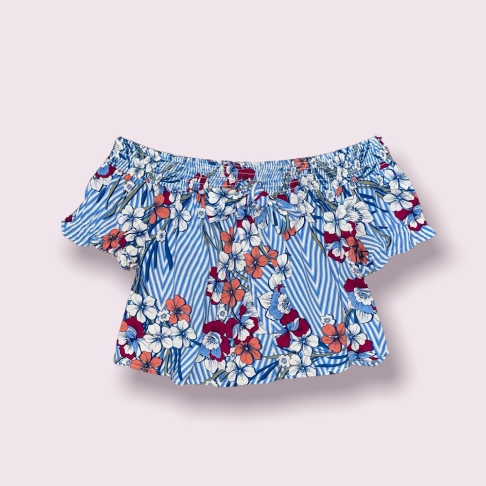 HAUTE MONDE | Loose Floral Off-Shoulders CropTop | Size: S